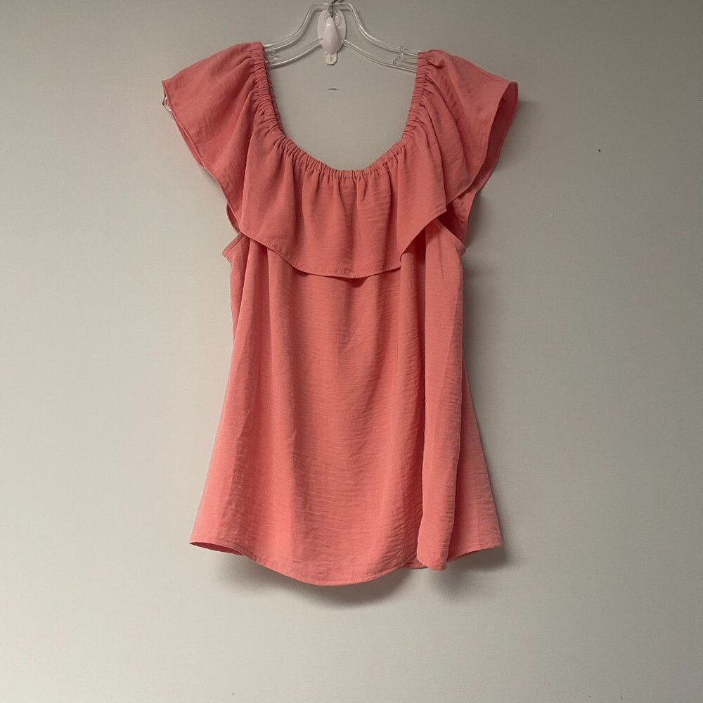 Nine West Womens Size Large Peasant Top Boho Retro Hippie Inspired Ruffled